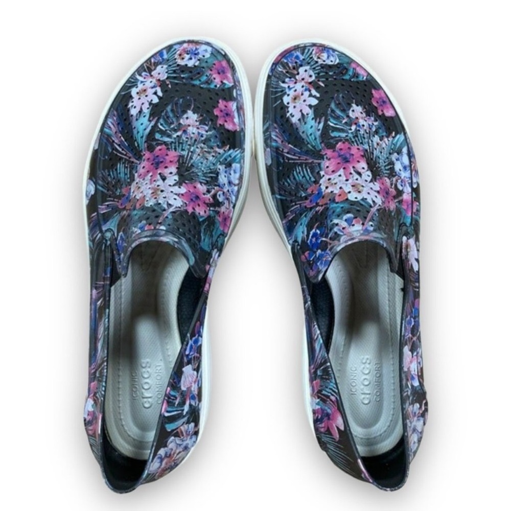 Crocs CitiLane Roka Graphic Closed Shoes - Perforated Slip Floral Print Women 11